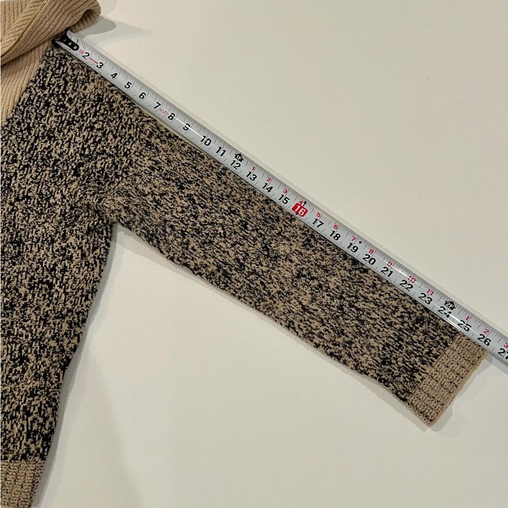 Rachel Zoe Quarter Zip Small Collared Sweater Tan Black - Picture 9 of 13